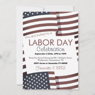 Labour Day BBQ Party Worker Patriotic American fla Invitation