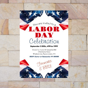 Labour Day BBQ Party Worker Patriotic American fla Invitation
