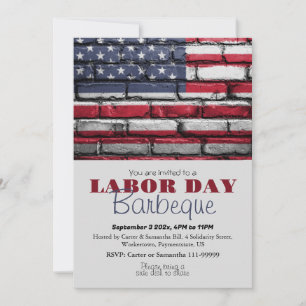 Labour Day BBQ Party Worker Patriotic American fla Invitation