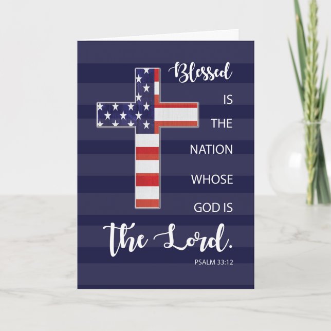 Labour Day Blessings Religious Scripture US Flag Card (Front)