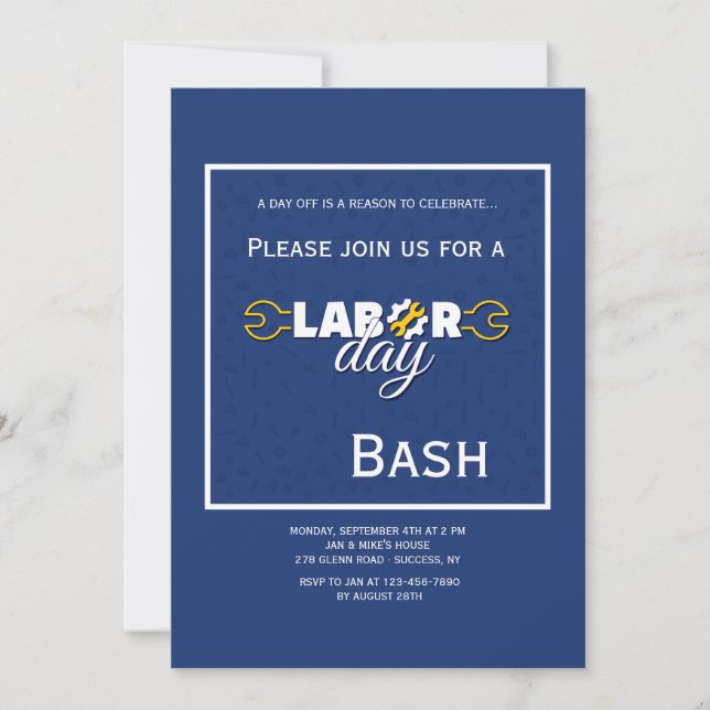 Labour Day Blue Invitation (Front)
