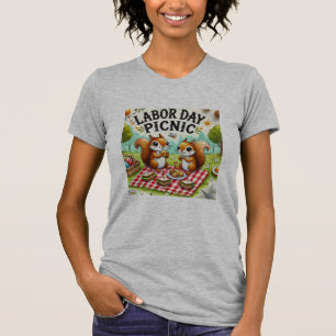 Labour Day Cute Squirrels Picnic T-Shirt