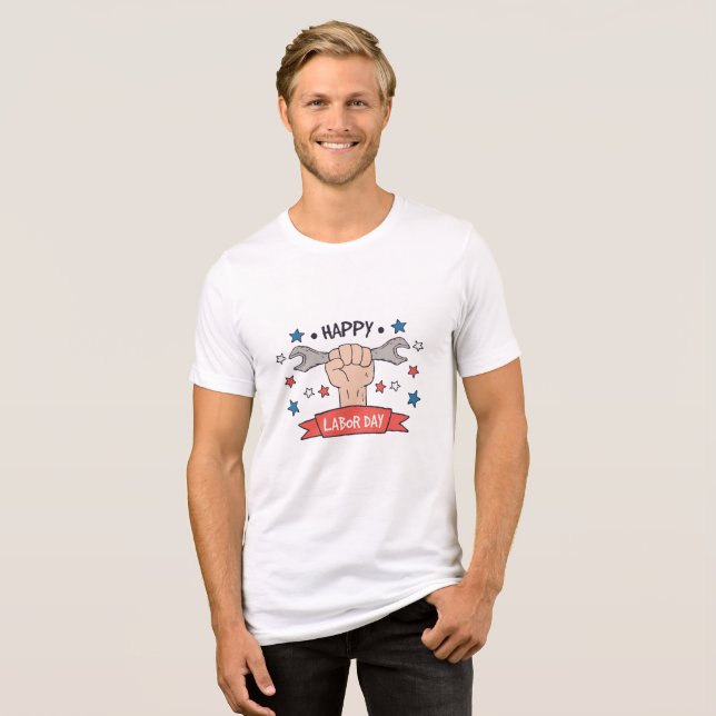 Labour Day Graphic Badge Colour Design Tri-Blend Shirt (Front Full)