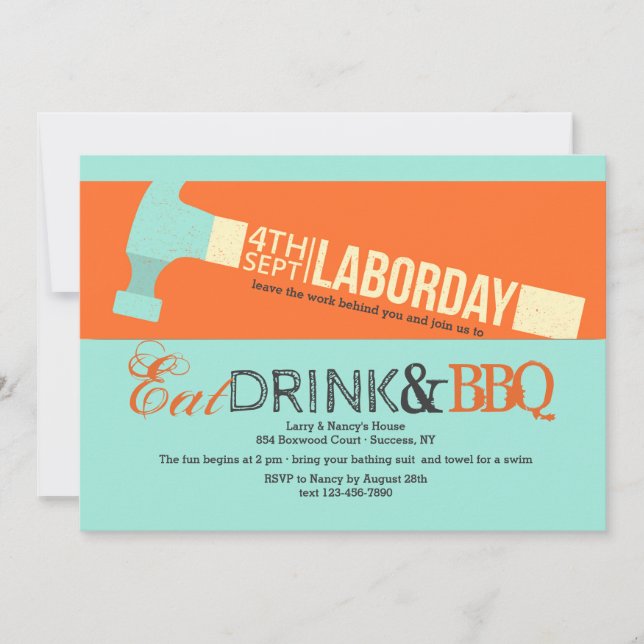 Labour Day Hammer Invitation (Front)