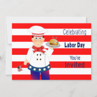 Labour Day Invitation, Chef Serving Cheeseburger
