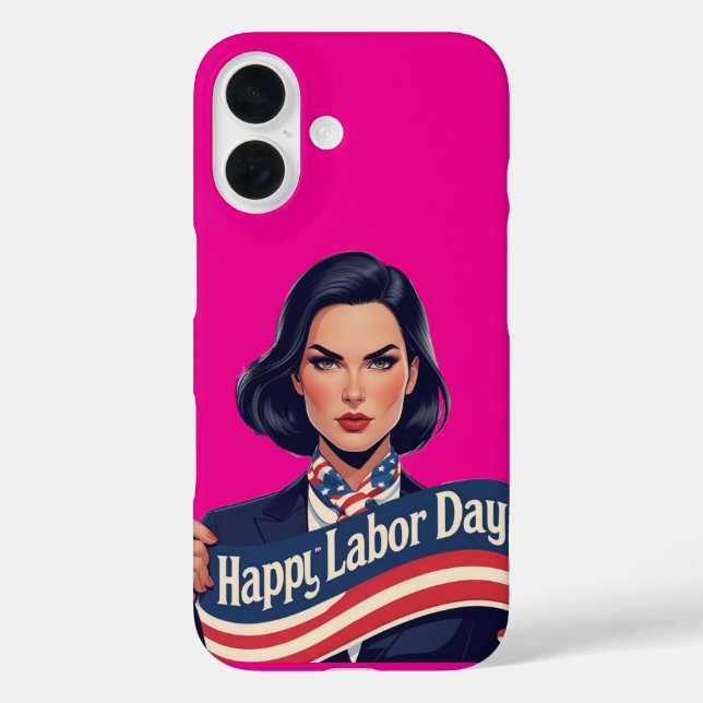 Labour Day iPhone 16 Case – Patriotic Gift for Her (Back)
