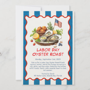 Labour Day Oyster Roast Invitation  Patriotic Coas