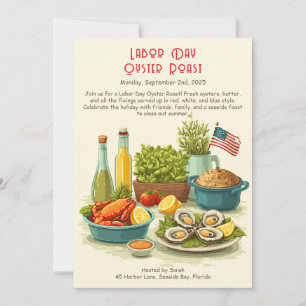 Labour Day Oyster Roast Invitation  Patriotic Coas
