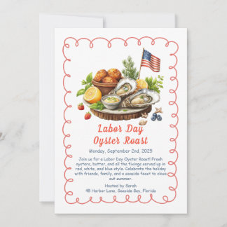 Labour Day Oyster Roast Invitation  Patriotic Coas