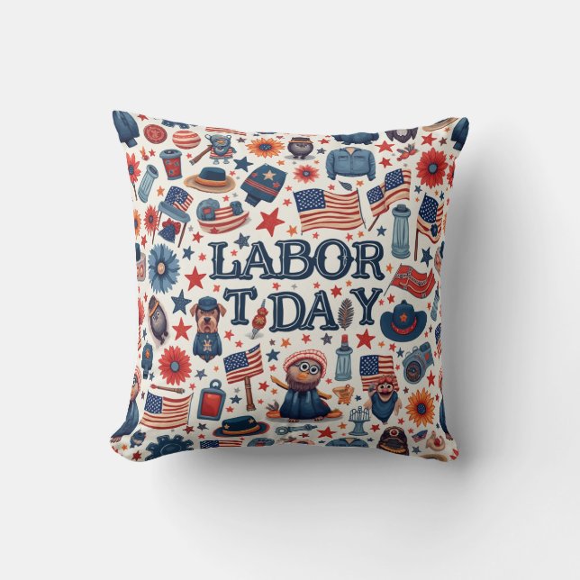  labour day pillow cushion (Front)