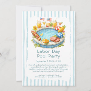 Labour Day Pool Party Red White and Blue Invitatio Invitation