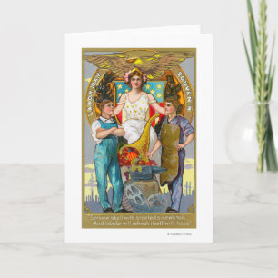 Labour Day Souvenir Laborers with Lady Justice Card