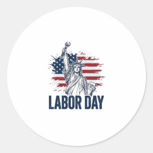 Labour Day Statue of Liberty Patriotic Worker Desi Classic Round Sticker