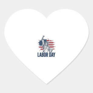 Labour Day Statue of Liberty Patriotic Worker Desi Heart Sticker