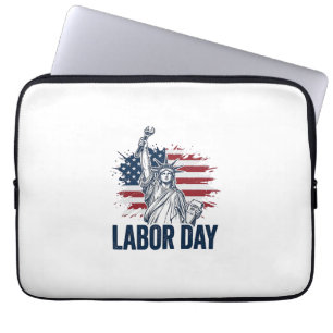 Labour Day Statue of Liberty Patriotic Worker Desi Laptop Sleeve