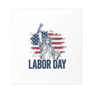 Labour Day Statue of Liberty Patriotic Worker Desi Notepad
