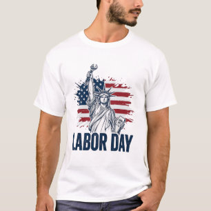 Labour Day Statue of Liberty Patriotic Worker Desi T-Shirt