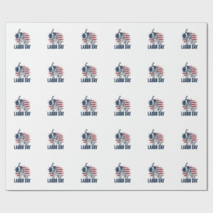 Labour Day Statue of Liberty Patriotic Worker Desi Wrapping Paper