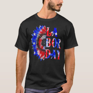 Labour Day Sunflower USA Flag Happy Labor Day  T-Shirt