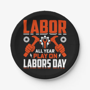 labour day t-shirt design paper plate