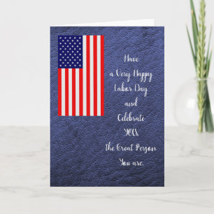 Labour Day with Flag on Dark Blue Blank Inside Card