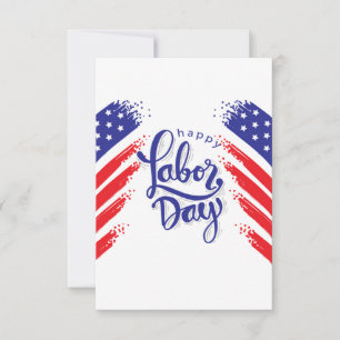 Labour Day with USA falg Thank You Card