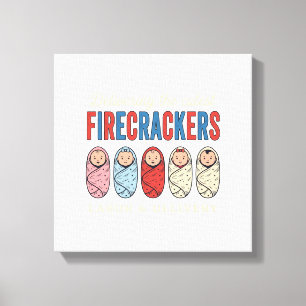 Labour & Delivery Firecrackers Cute Baby Nurse Des Canvas Print