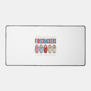 Labour & Delivery Firecrackers Cute Baby Nurse Des Desk Mat