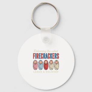 Labour & Delivery Firecrackers Cute Baby Nurse Des Key Ring