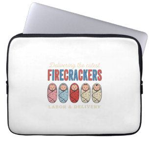 Labour & Delivery Firecrackers Cute Baby Nurse Des Laptop Sleeve