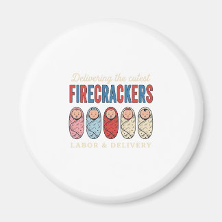Labour & Delivery Firecrackers Cute Baby Nurse Des Magnet