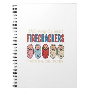 Labour & Delivery Firecrackers Cute Baby Nurse Des Notebook