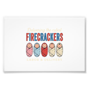 Labour & Delivery Firecrackers Cute Baby Nurse Des Photo Print