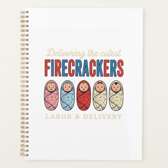 Labour & Delivery Firecrackers Cute Baby Nurse Des Planner (Front)
