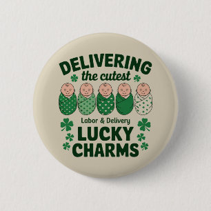 Labour & Delivery Lucky Charm Nurse Shamrock 6 Cm Round Badge