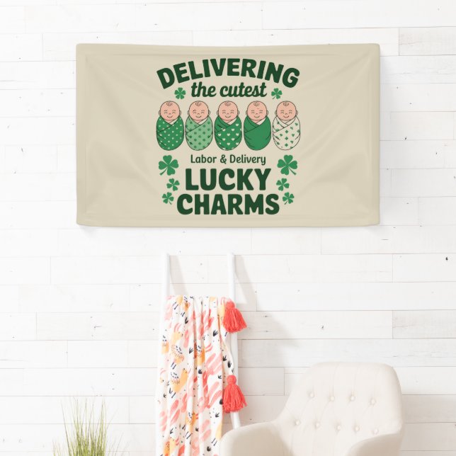 Labour & Delivery Lucky Charm Nurse Shamrock  Banner (Insitu)