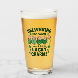 Labour & Delivery Lucky Charm Nurse Shamrock Glass