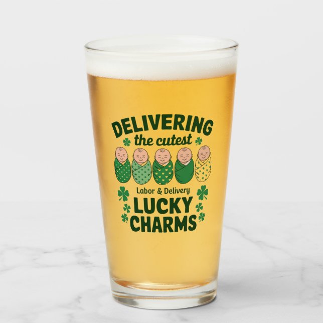 Labour & Delivery Lucky Charm Nurse Shamrock  Glass (Front Filled)