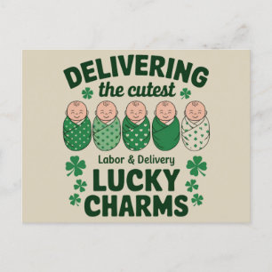 Labour & Delivery Lucky Charm Nurse Shamrock  Postcard