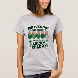 Labour & Delivery Lucky Charm Nurse Shamrock T-Shirt