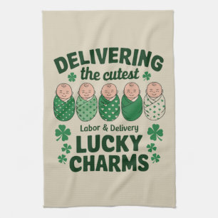 Labour & Delivery Lucky Charm Nurse Shamrock  Tea Towel