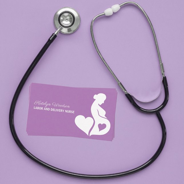 Labour Delivery Nurse Maternity Ward Pretty Purple Business Card (Creator Uploaded)
