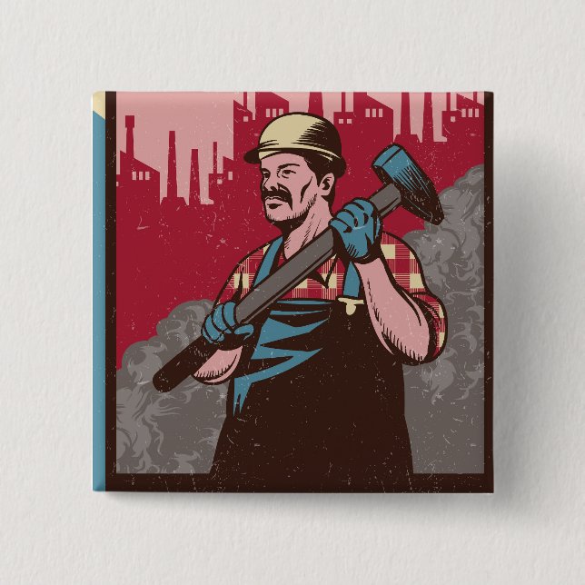 Labour Man 15 Cm Square Badge (Front)