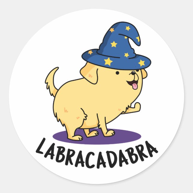 Labra-cadabra Funny Labrador Dog Pun  Classic Round Sticker (Front)