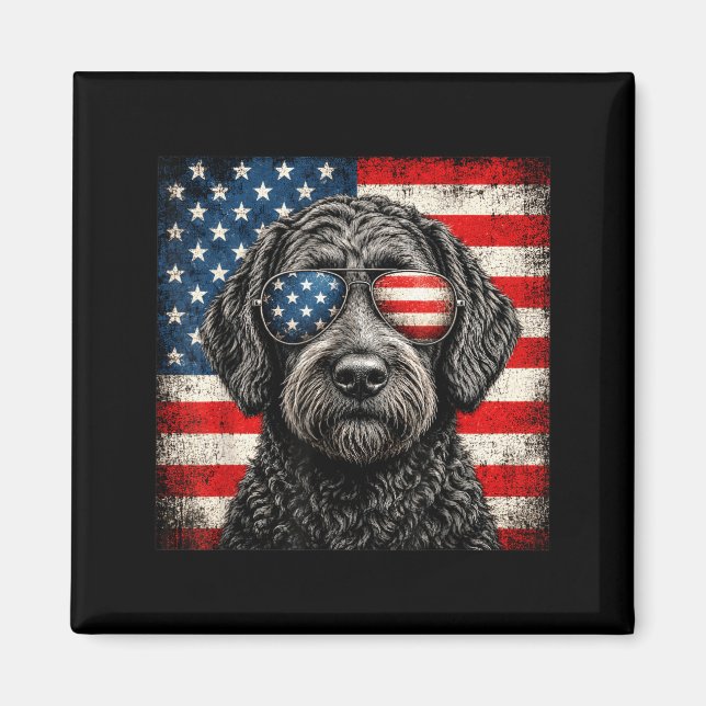 Labradoodle 4th Of July Aamerican Flag Dog Magnet (Front)