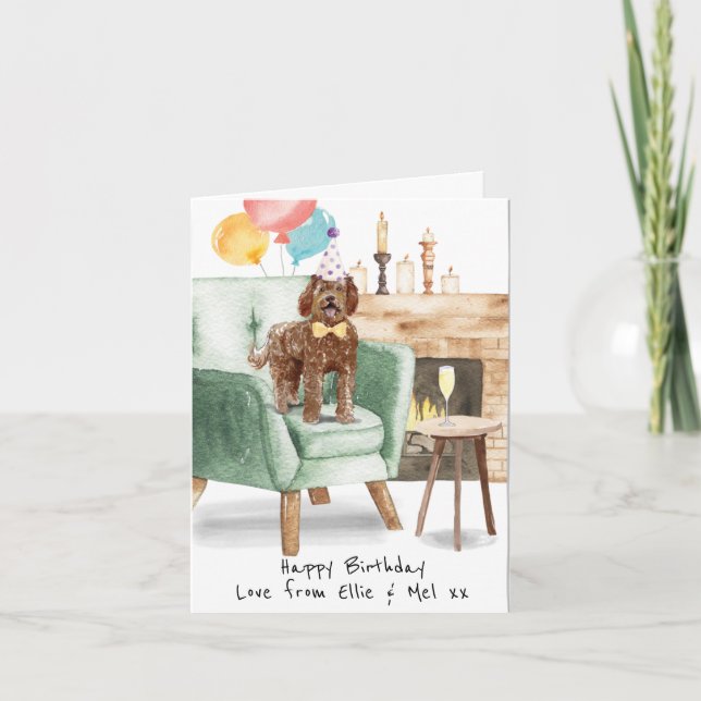 Labradoodle Birthday Card Personalized (Front)