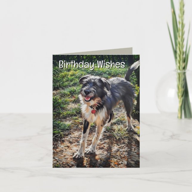 Labradoodle Birthday Folded Greeting Card (Front)