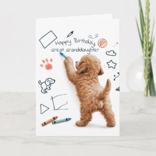 Labradoodle Birthday for Great Granddaughter Card