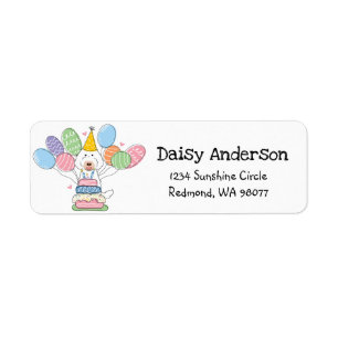 Labradoodle Birthday Party Return Address Label