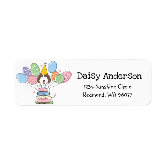 Labradoodle Birthday Party Return Address Label (Front)